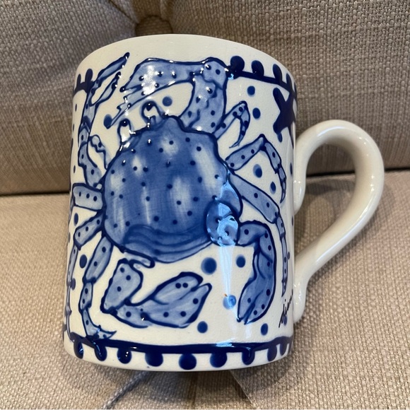 Come Dream with Me by Diane Other - Come Dream With Me by Diane 2001 VTG blue & white Authentic Stoneware Crab mugs